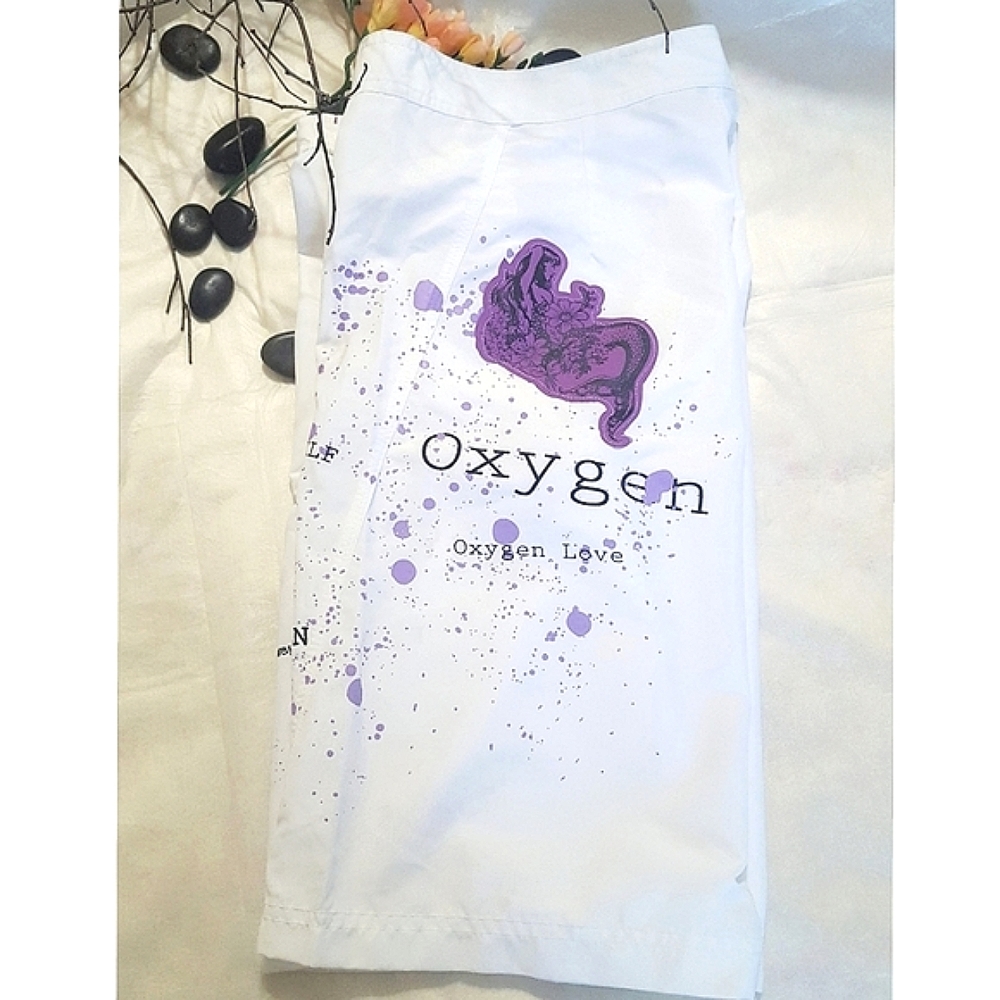 Y2K🔖Oxygen🏄‍♂️Vintage White Graphics Cargo Pocket Fast Dry Board Shorts